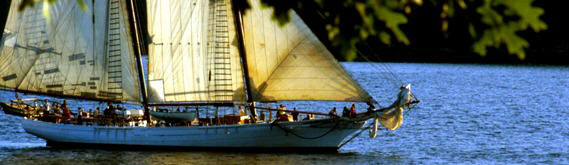 schooner at sunset