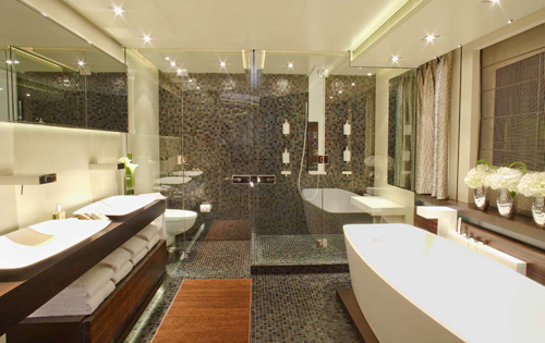 Luxury Yacht Charter INCEPTION - Master Bathroom - Mark Wallace ...