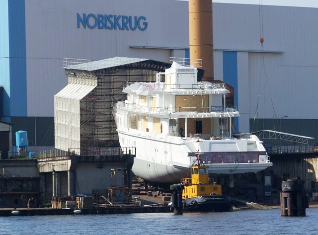 The Superyacht GRAFFITI Hull number 783 was launched into the River Eider