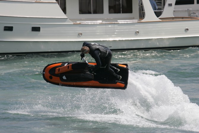 A Jet Ski performing tricks