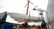 Dixon 120 Superyacht arrives at Moonen Shipyards Groot-Ammers.
