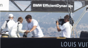 Cameramen on the race boats provide another close view of the action - &Acirc;&copy; Bob Grieser