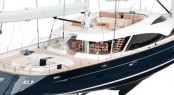 Sailing Yacht TWIZZLE - A Computer Rendering of her deck layout from aft.
