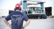 Launch of the Motor Yacht Sea Owl - Image courtesy of Burger Boat 