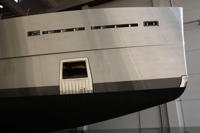 Bow of Superyacht Exuma launched by Perini Navi The Bow of Superyacht Exuma launched by Perini Navia - a Picchiotti motor yacht from Vitruvius as designed by Philippe Briand