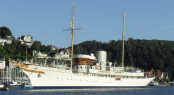 SuperYacht Nahlin in her full splendor on the river Dart SuperYacht Nahlin in her full splendor on the river Dart