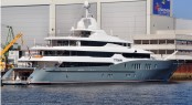 Ship and yacht photographer Martin Groothuis of Bremen took this first image below of the brand new luxury yacht Titan in Germany.