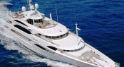 Luxurious Super Yacht Galaxy viewed from above