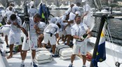 Sailing yacht Esimit Europa 2 Crew celebrate breaking Palermo-Monte Carlo record - Photo by Andrea Carloni