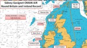 Track map for around Britain record attempt OMAN AIR MAJAN