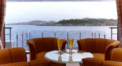 Feadship Super Yacht Lady Christine Bar area dining room with balcony folded out Feadship Super Yacht Lady Christine Bar area dining room with balcony folded out