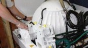 Installing the M21000 Gyro on motor yacht Enticer Photo Credit Seakeeper