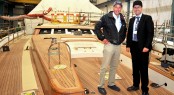 Toby Allies - Sales and Marketing Director and Sam Lewis - Commissioner on the deck of SY Christopher - Image courtesy of Pendennis