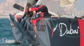 Race Day 1 Emirates Team New Zealand collides with Mascalzone Latino Audi Team. The Kiwi pole impaled through the Italian hull before breaking off. © Bob Grieserousideimages.comLouis Vuitton Trophy