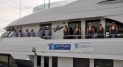 Crew of Motor yacht SLOJO in San Deigo before departing on the SLOJO YAG Challenge - Credit Yacht Slojo