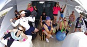 Motoryacht (MY) Slojo Owners, Guests, Crew Take Turns Running, Biking, Rowing - Credit YachtAid Global
