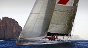 Provisional Line Honours Winner WILD OATS XI at the Organ Pipes, off Cape Raoul Photo credit Rolex  Daniel Forster