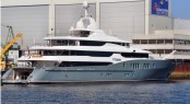 Ship and yacht photographer Martin Groothuis of Bremen took this first image below of the brand new luxury yacht Titan in Germany.