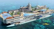 155m SWATH &acirc;��The Streets of Monaco&acirc;�� superyacht by Yacht Island Design Exterior render and zoning diagram