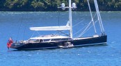 Superyacht KOKOMO III in Waikawa New Zealand - notice the world first submarine anchoring system