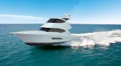 The new 53 flybridge motor yacht retains the distinctive Riviera styling