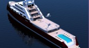 110m Explorer Motor Yacht Concept by J Kinder Yacht Design- Arial View