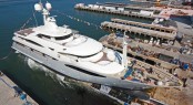 60m CRN 130 motor yacht Darlings Danama at her launch - Superyacht Darlings Danama will exhibit at the Monaco Yacht Show 2011