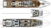 Lower and Main Deck General Arrangement of Motor yacht Areti - Trinity Yachts