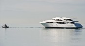 First hull of Mangusta 148&acirc;�� Oceano Motor yacht by Overmarine arrives in Viareggio