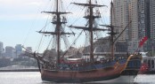 Sailing yacht Endeavour, replica of Captain James Cookâs ship, HMB Endeavour sails for Perth 2011