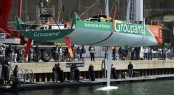 Sailing yacht Groupama 4 is launched in Lorient, France (Photo by Yvan Zedda)