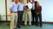 (L to R) YPY Vice Presidents John Jarvie and Ryan Rabatin Billy Smith of Trinity Yachts YPY President D J  Kiernan and YPY General Counsil Danielle Butle