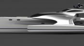Superyacht Adastra profile in silver a 42.5m Power Trimaran - Designed by John Shuttleworth Yacht Design
