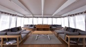 Luxurious day lounge on the upper deck of superyacht Mystere Shadow Luxurious day lounge on the upper deck of superyacht Mystere Shadow