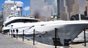 Christensen Motor Yacht Remember When at Dennis Conner's North Cove, Manhattan
