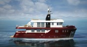 Red version rendering of the Ocean King 88 Explorer Yacht Red version rendering of the Ocean King 88 Explorer Yacht