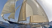Classic sailing yachts gather in Porto Cervo for Veteran Big Boat Rally - Sailing yacht Mariette racing -Photo Credit YCCS