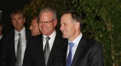New Zealand Prime Minister John Key and Marine Industries Association President, Peter Busfield at Opening Cocktail Function - Auckland International Boat Show and Superyacht Captains Forum 2011' - Richard Gladwe