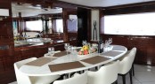 Dining table on board of the RP 110 Horizon motor yacht Lady Gaga
