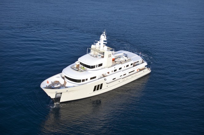 View of the Vripack designed explorer yacht E & E available for charter View of the Vripack designed explorer yacht E & E available for charter