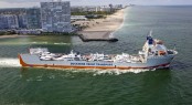 Yacht Express in Port Everglades delivering a quarter of a billion dollars worth of luxury superyachts - by Onne Vanderwal LR