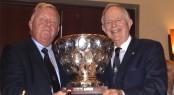 James &Acirc;&acute;Ding&Acirc;&acute; Schoonmaker receiving the ISAF Beppe Croce Trophy from ISAF president