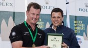 Line Honours Prizegiving Ceremony Anthony Bell, owner of INVESTEC LOYAL and Patrick Boutellier, Rolex Australia Photo D. Foster Line Honours Prizegiving Ceremony Anthony Bell, owner of INVESTEC LOYAL and Patrick Boutellier, Rolex Australia Photo D. Foster