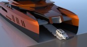 Super yacht Eva with Audi Q7 driven off via the bow ramp
