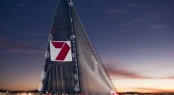 Sailing yacht Wild Oats XI approaching the finish line at the Audi Sydney Gold Coast Yacht Race Photo Credit Andrea Francolini