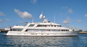 Audacia Yacht being moved to marina - Photo courtesy of Pendennis Shipyard