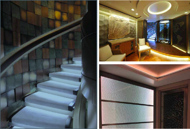 Interior lighting designed by I3D for super yacht PACIFIC