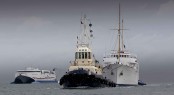 Motor Yacht Shemara under-tow in Portsmouth © Jake Sugden 2010