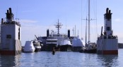 130&Acirc;&acute; charter yacht Endeavour leaving for the Caribbean
