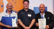 Carl and Grant Amor of Aqualuma Marine Lighting accepting the 2011 Exporter of the Year award